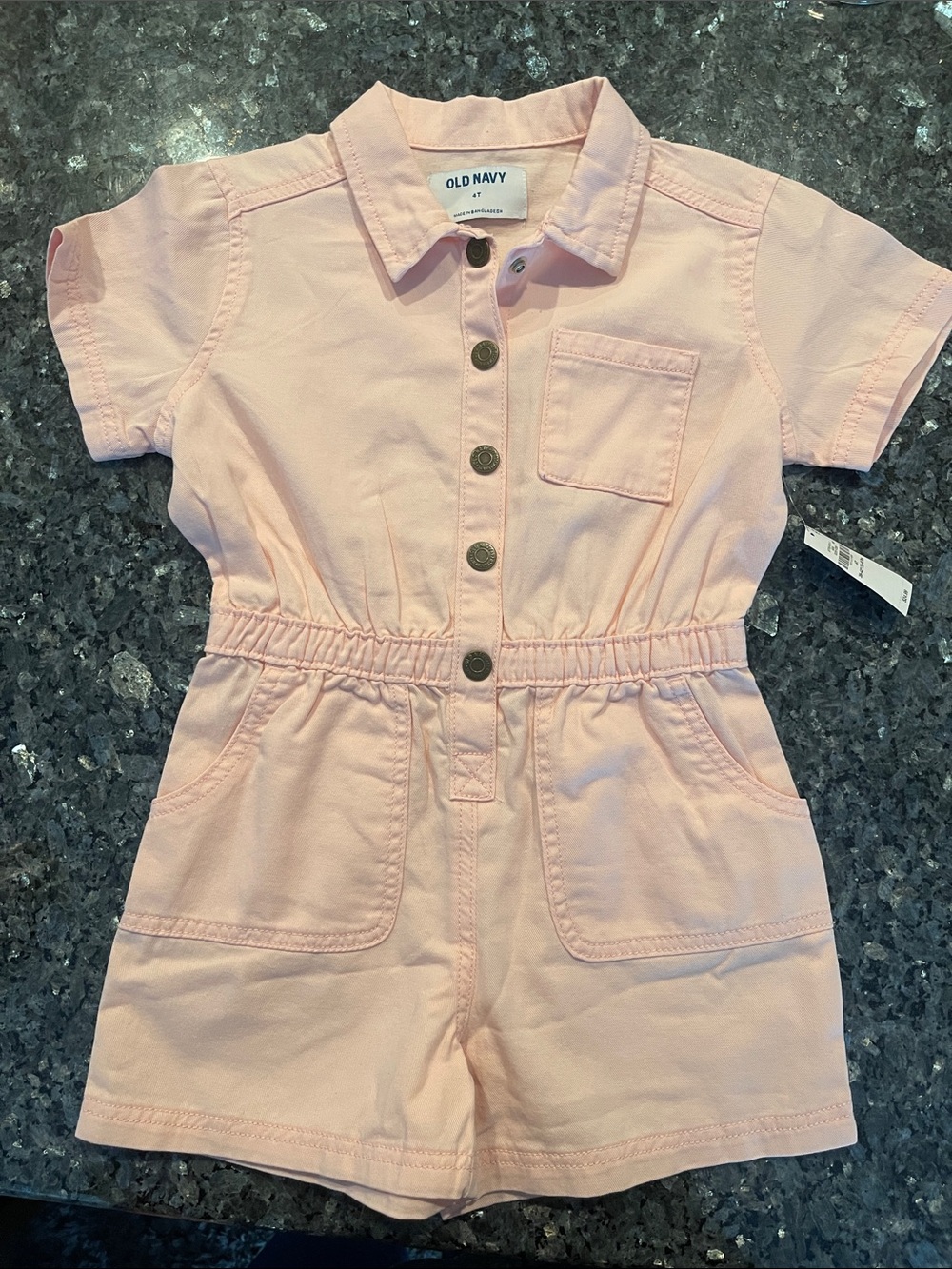 Old Navy Light Pink Short Sleeve Button Romper